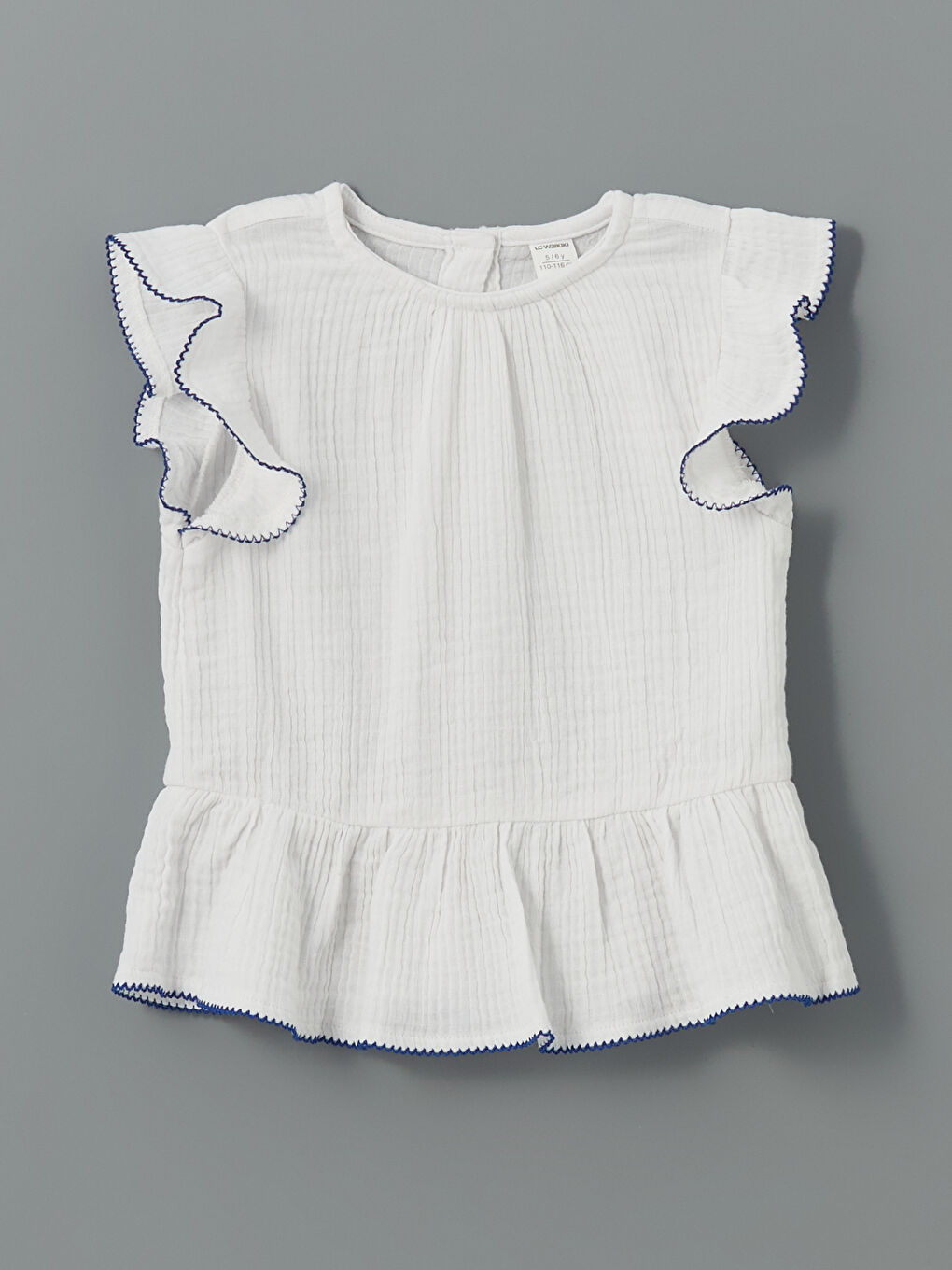 Beyaz Bisiklet Yaka Kız Çocuk Müslin Bluz