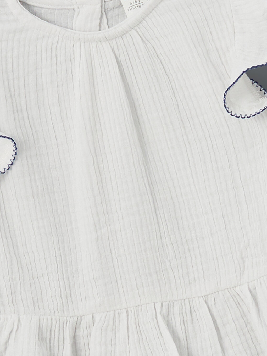 Beyaz Bisiklet Yaka Kız Çocuk Müslin Bluz-1