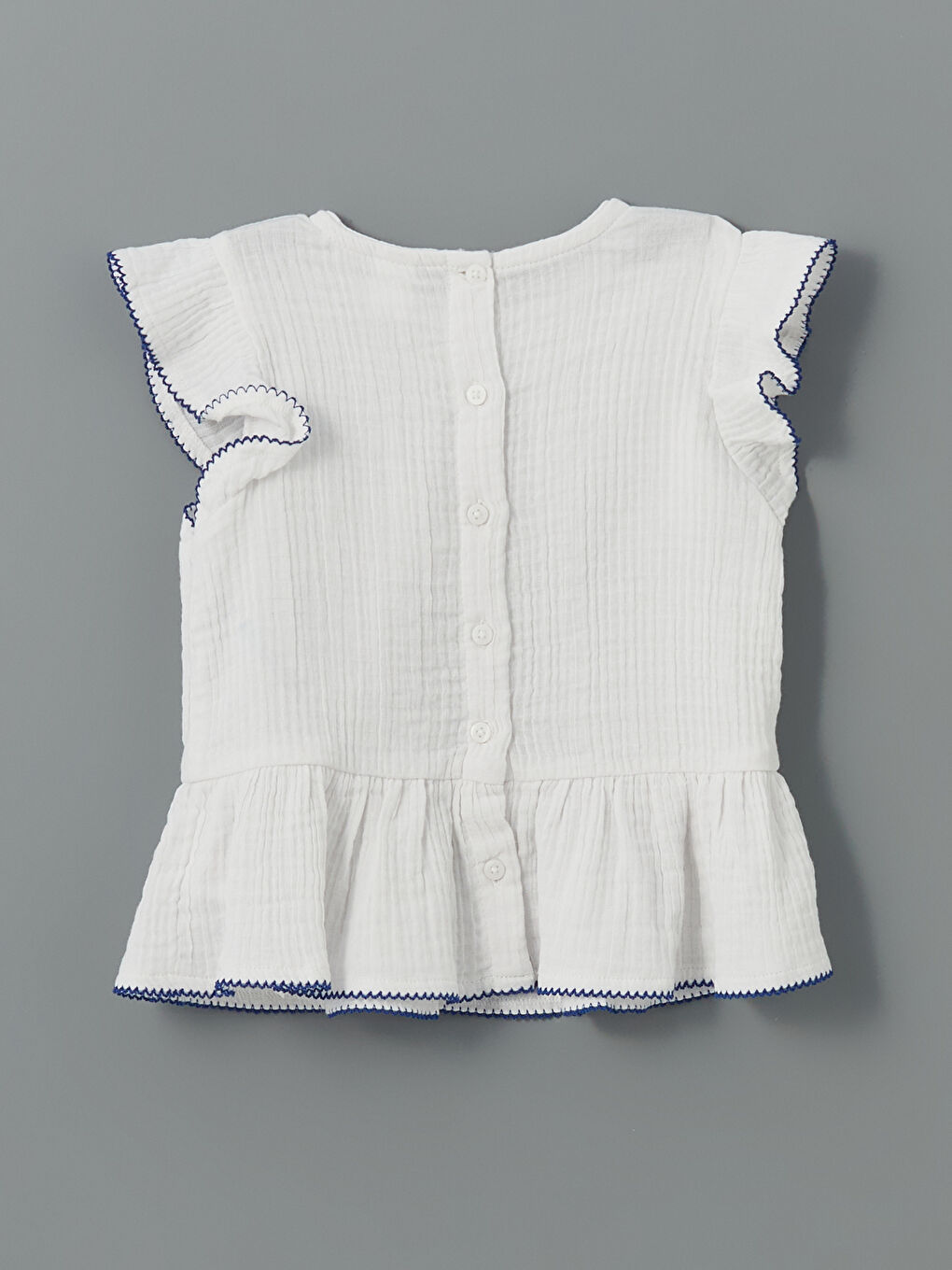 Beyaz Bisiklet Yaka Kız Çocuk Müslin Bluz-2