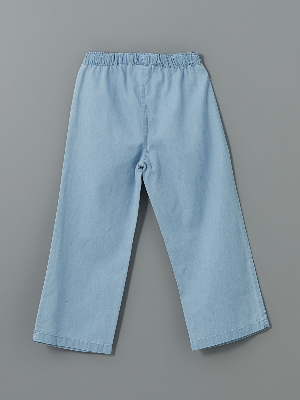 Mavi Beli Lastikli Geniş Paça Kız Çocuk Jean Pantolon