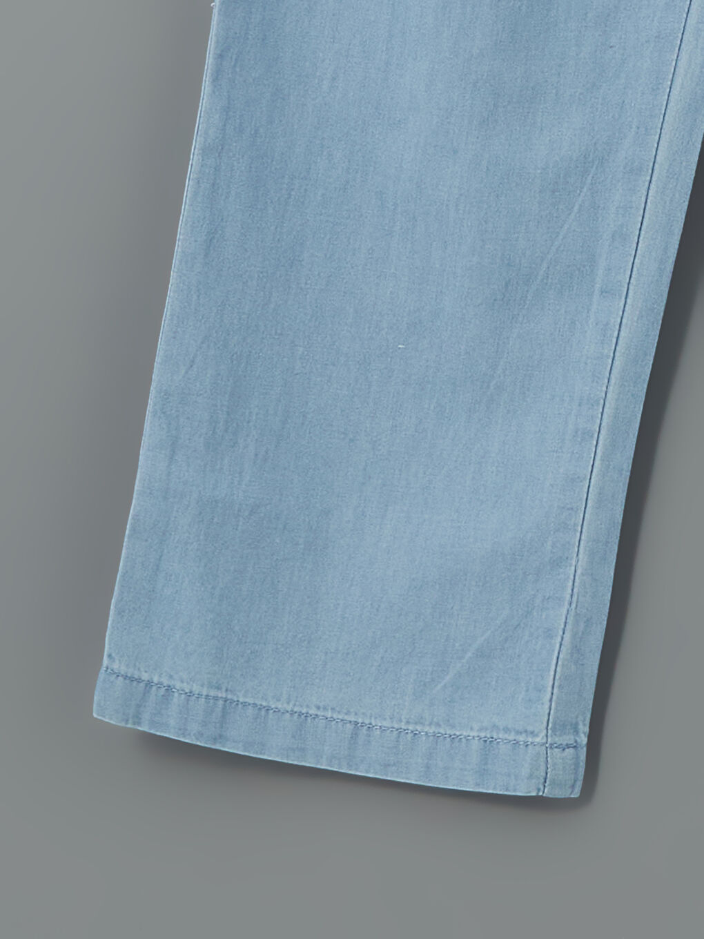 Mavi Beli Lastikli Geniş Paça Kız Çocuk Jean Pantolon-1