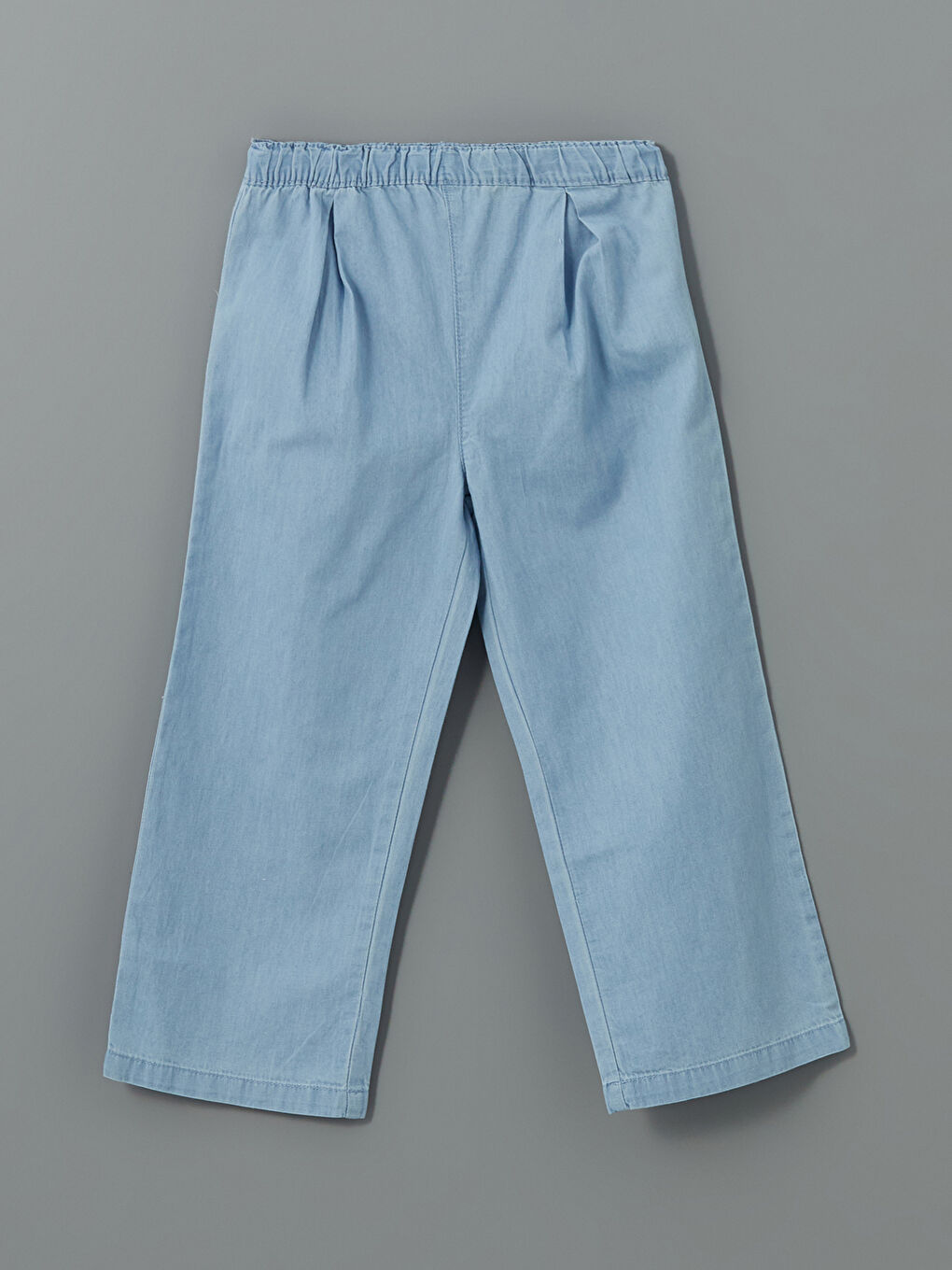 Mavi Beli Lastikli Geniş Paça Kız Çocuk Jean Pantolon-2