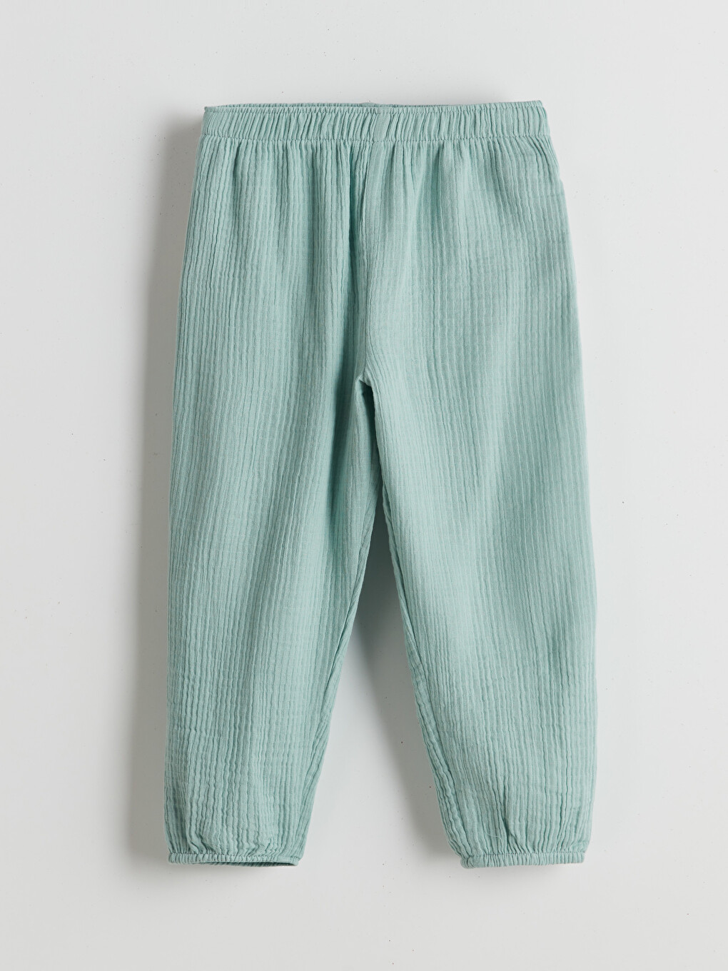 Yeşil Beli Lastikli Dokulu Kız Çocuk Jogger Pantolon