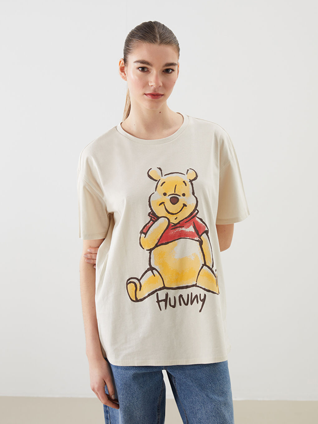 Crew Neck Winnie the Pooh Printed Women's T-Shirt -S5DH73Z8-FF7