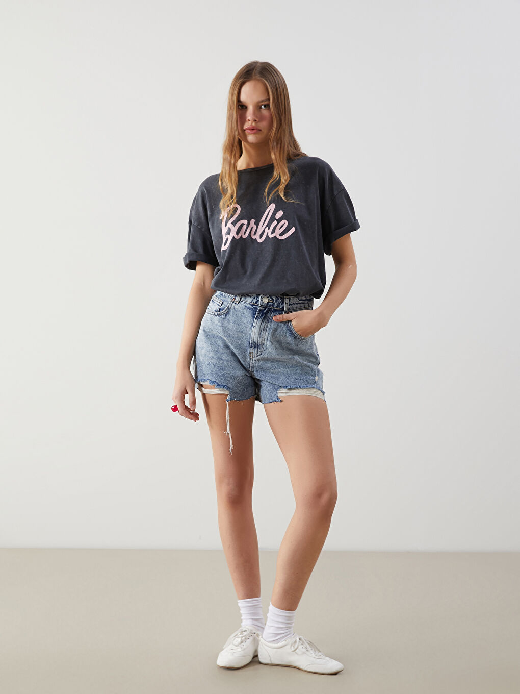 Crew Neck Barbie Printed Women's T-Shirt -S5DH76Z8-RFL