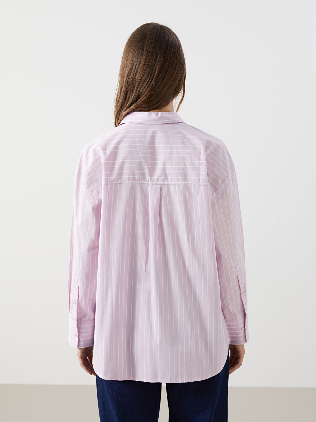 LC Waikiki Prugasta prevelika poplin ženska košulja -S5DH80Z8-LGL