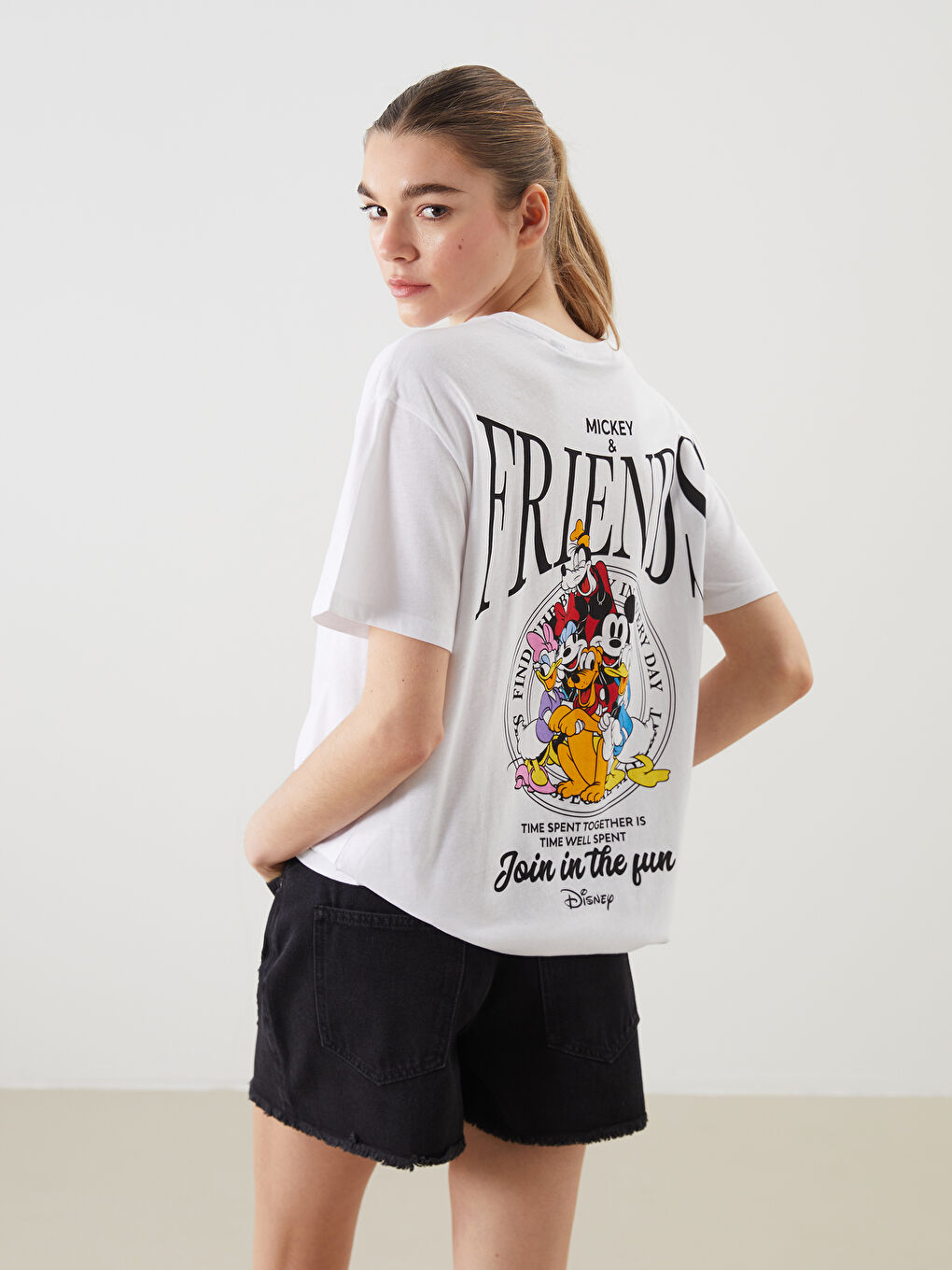 Crew Neck Mickey Mouse Printed Women's T-Shirt -S5DH81Z8-Q6K