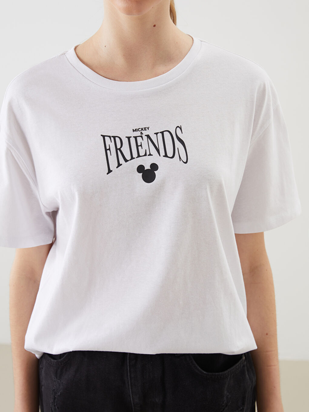 Crew Neck Mickey Mouse Printed Women's T-Shirt -S5DH81Z8-Q6K