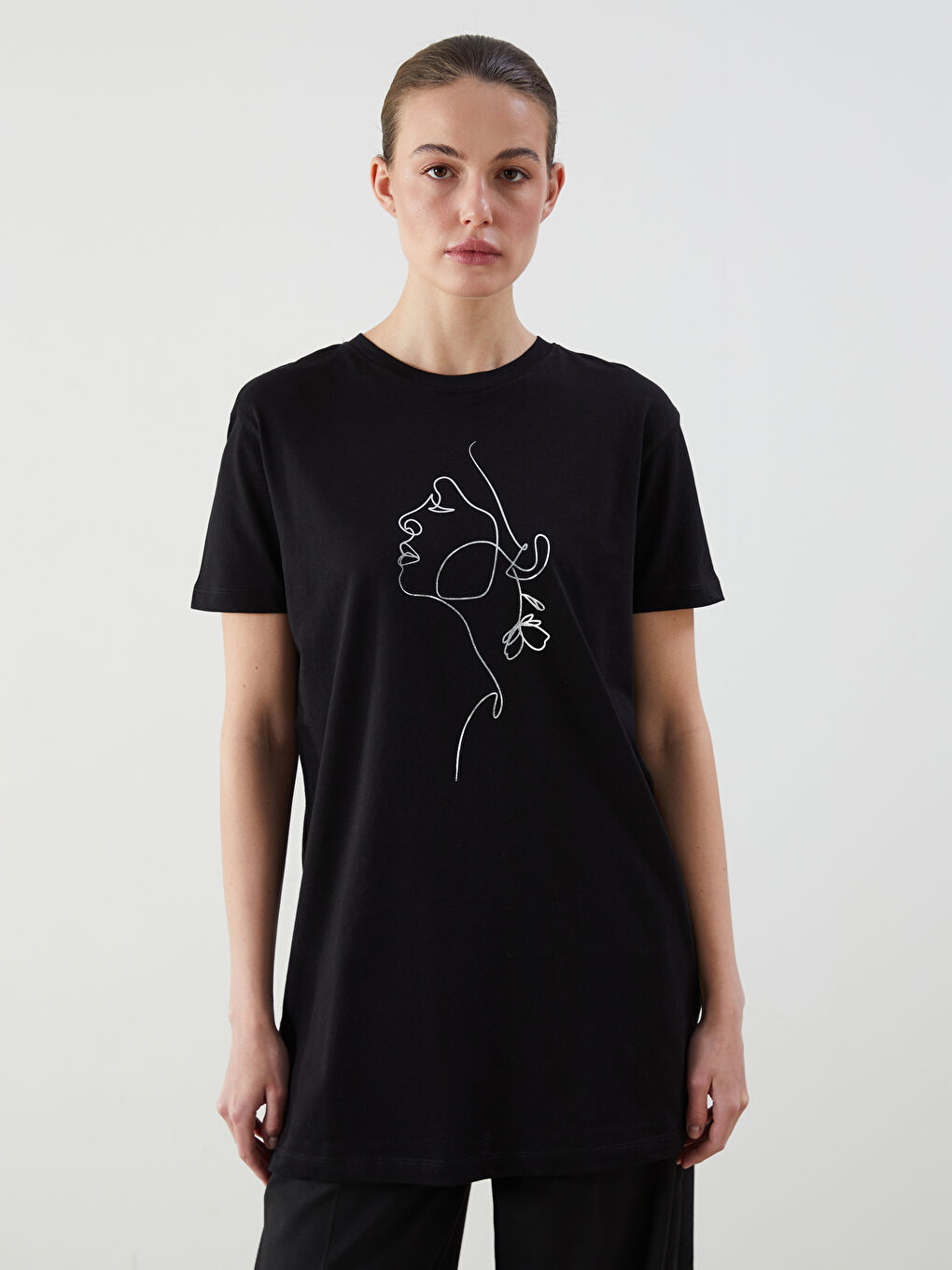 Crew Neck Printed Women's T-Shirt -S5DH94Z8-CVL