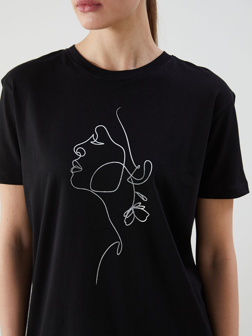Crew Neck Printed Women's T-Shirt -S5DH94Z8-CVL