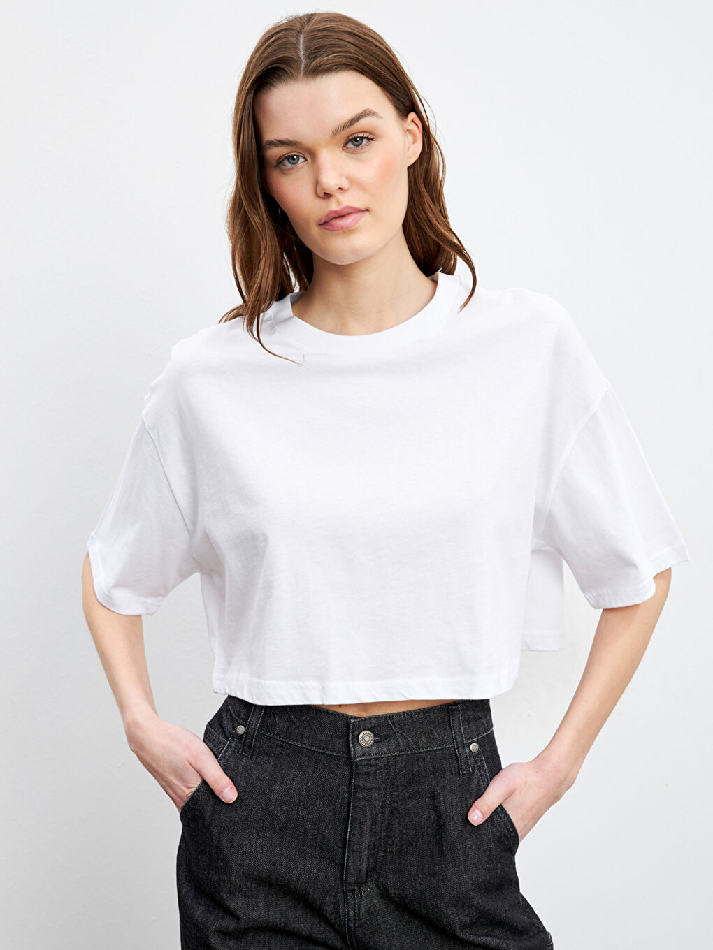 Crew Neck Women's Crop Top -S5DH96Z8-Q6K