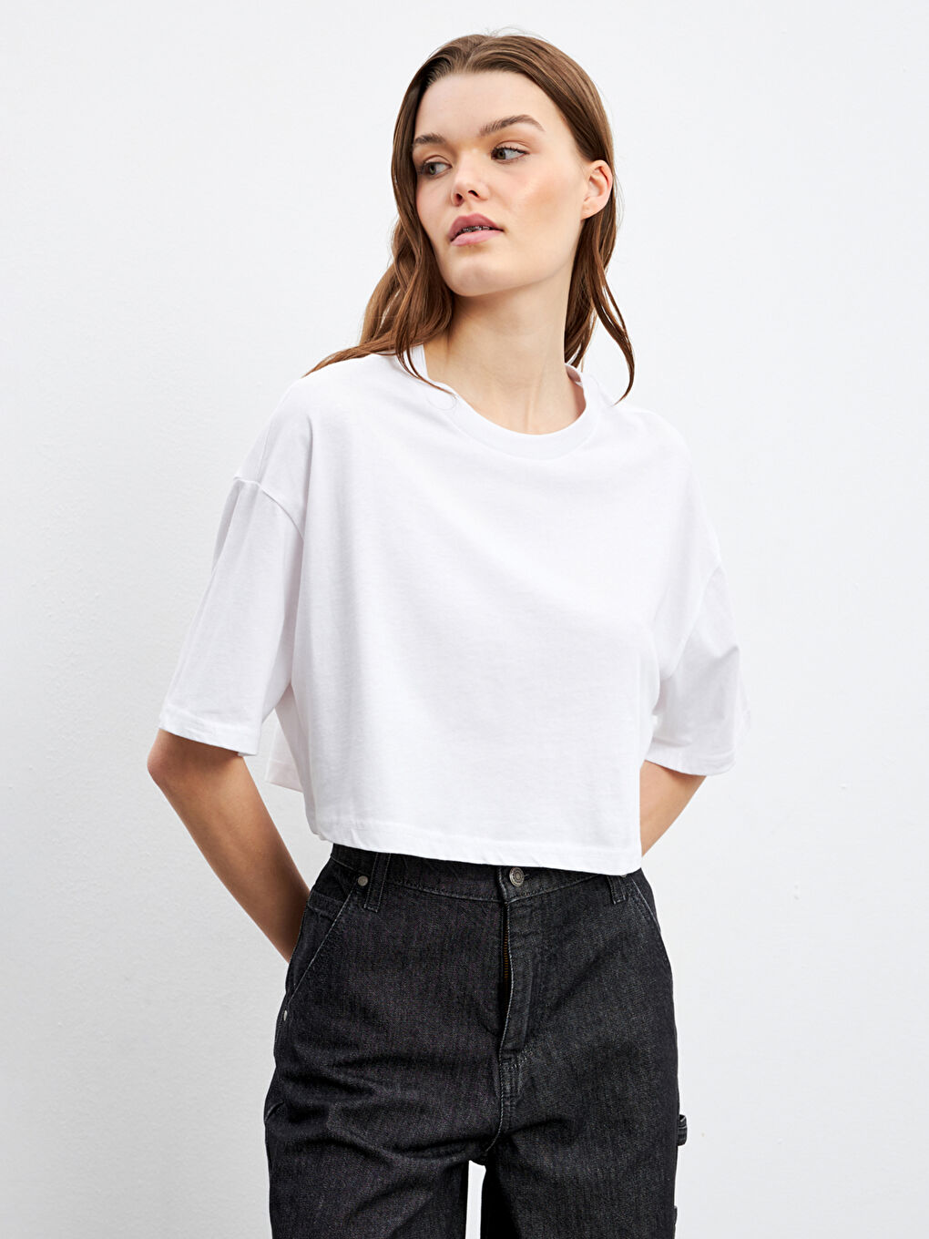 Crew Neck Women's Crop Top -S5DH96Z8-Q6K