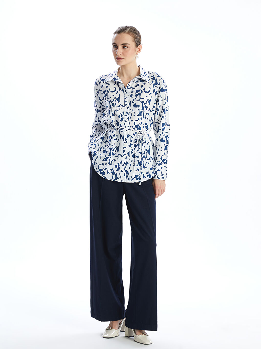 Loose Fit Patterned Women's Shirt -S5DI68Z8-VE4