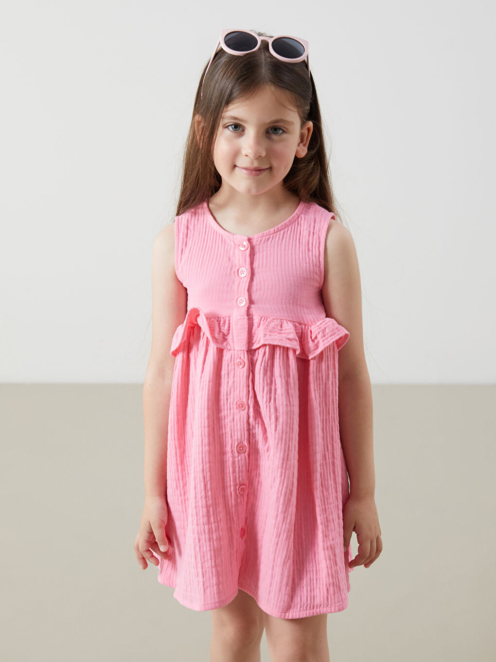 LCW Kids Front Buttoned Muslin Girls' Dress -S5DI82Z1-FNL