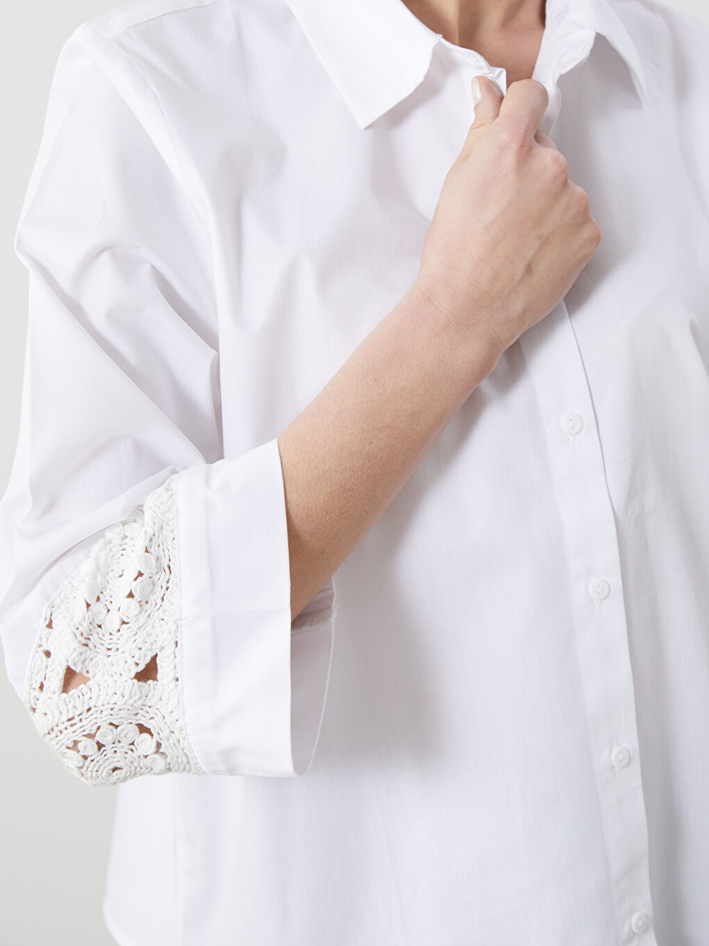 Lace Detailed Oversize Women's Shirt -S5DI93Z8-EEW