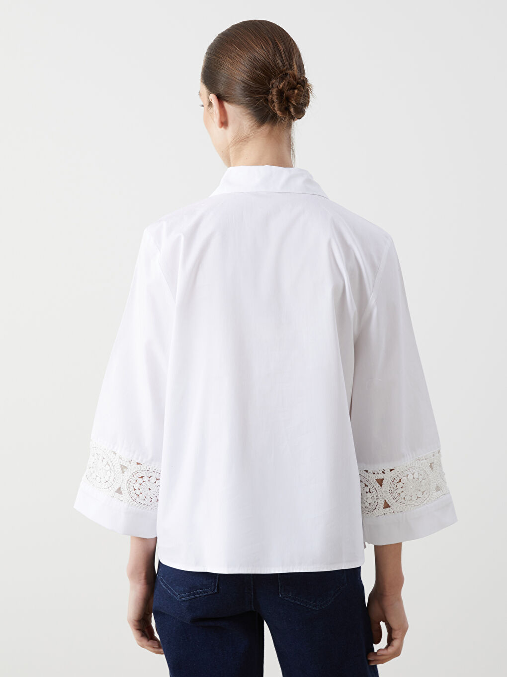 Lace Detailed Oversize Women's Shirt -S5DI93Z8-EEW