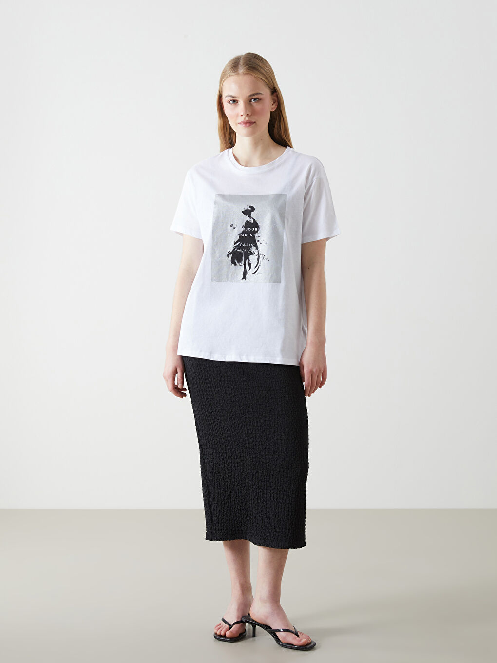 Crew Neck Paris Print Women’S T-Shirt -S5DI99Z8-Q6K