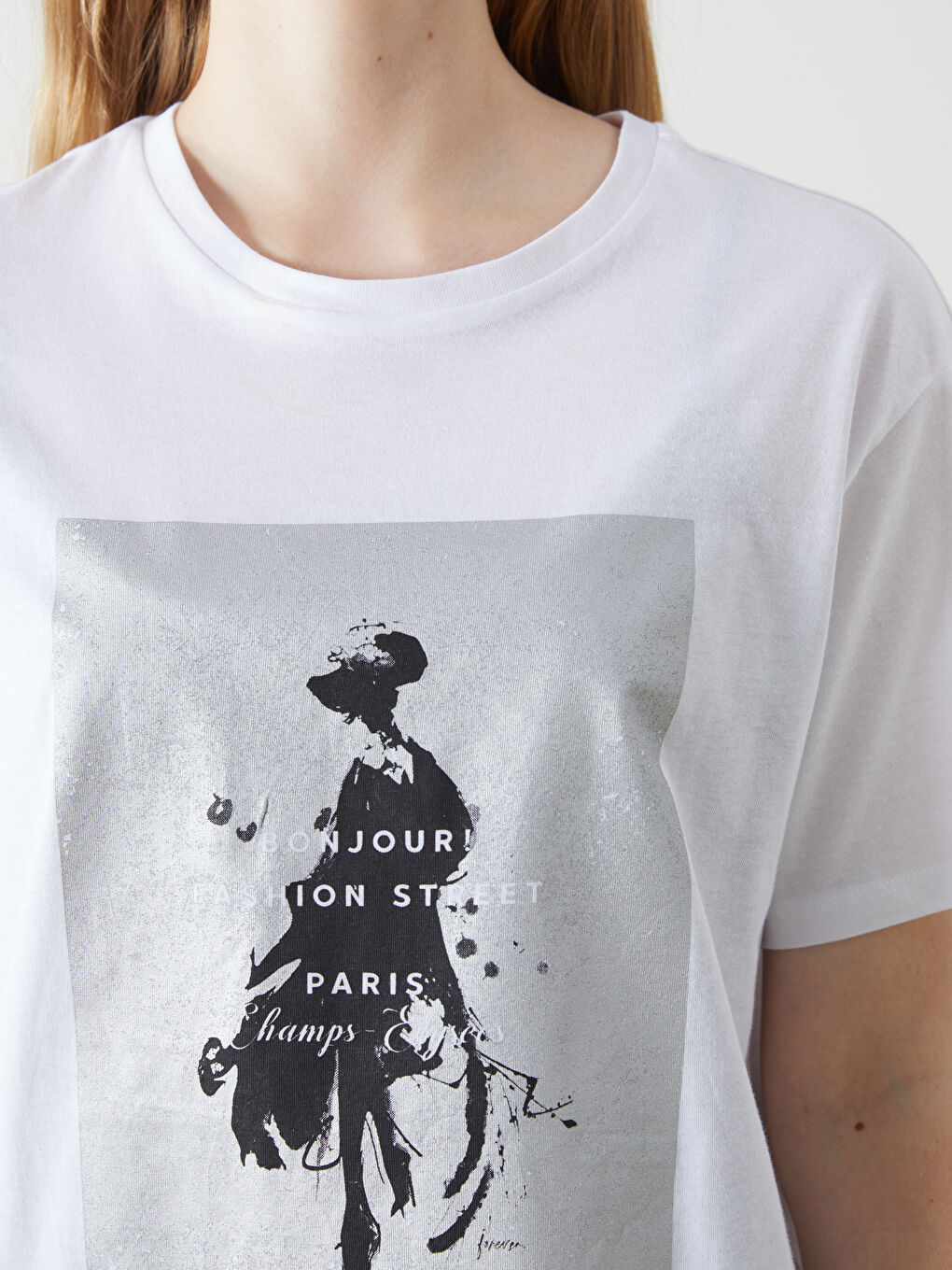 Crew Neck Paris Print Women’S T-Shirt -S5DI99Z8-Q6K
