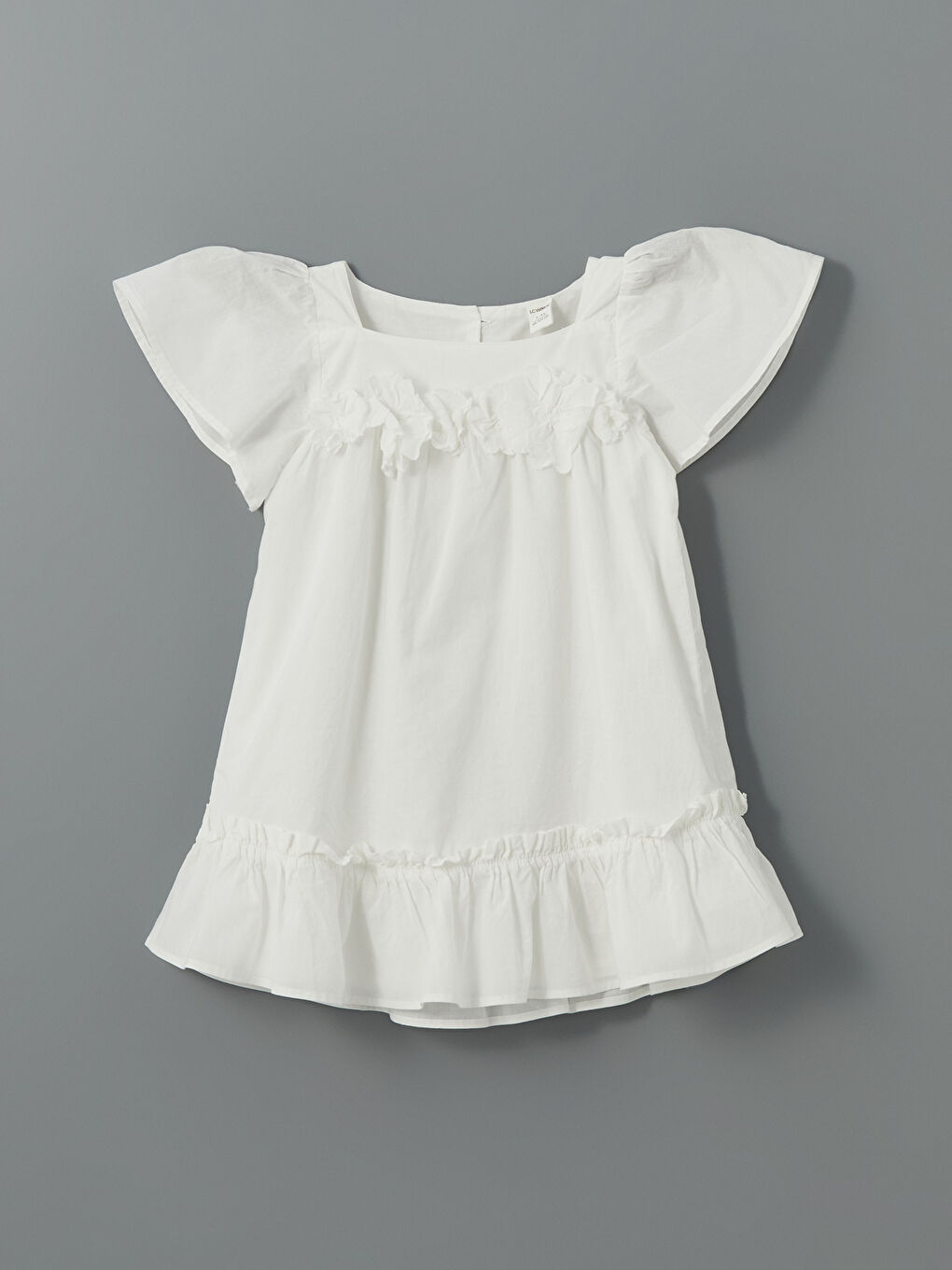 Square Collar Girls' Poplin Dress -S5DJ12Z1-R9J