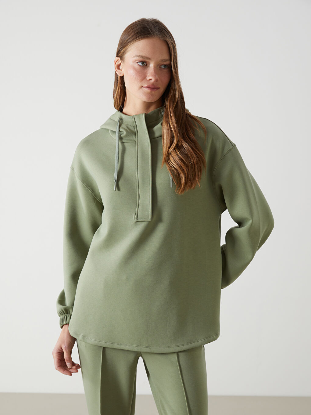 Plain Long Sleeve Women's Hoodie -S5DJ13Z8-GUY