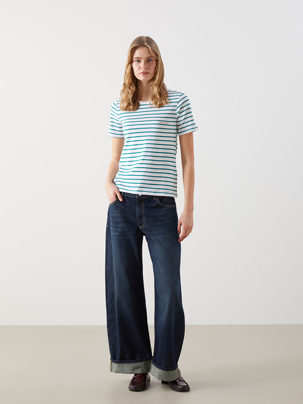 Crew Neck Striped Women T-Shirt -S5DJ26Z8-LFM