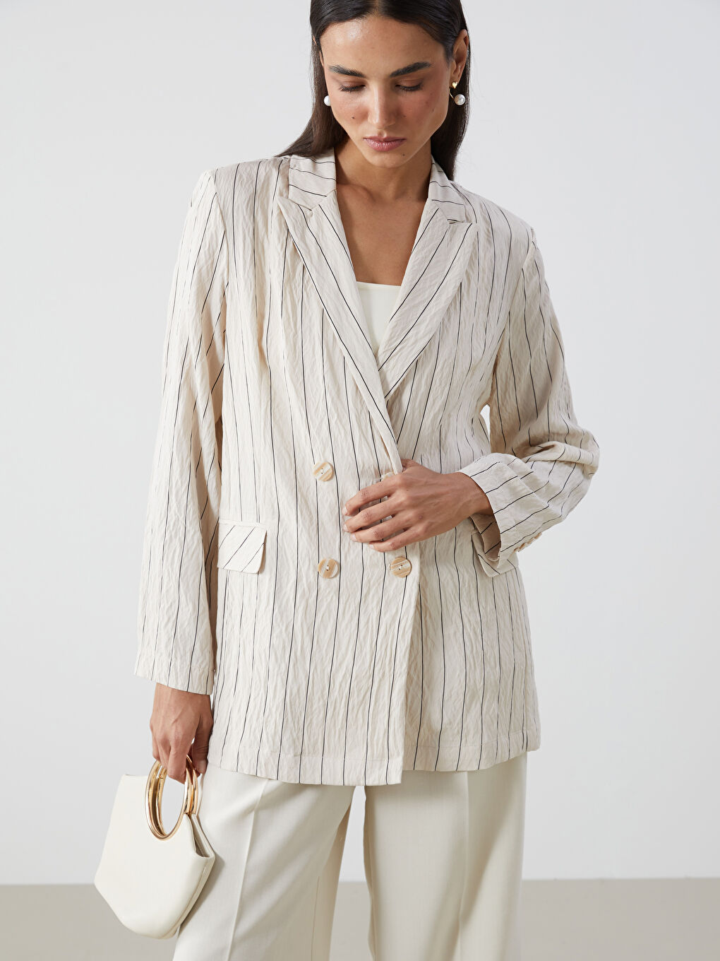 Striped Women's Blazer Jacket -S5DJ38Z8-ELZ