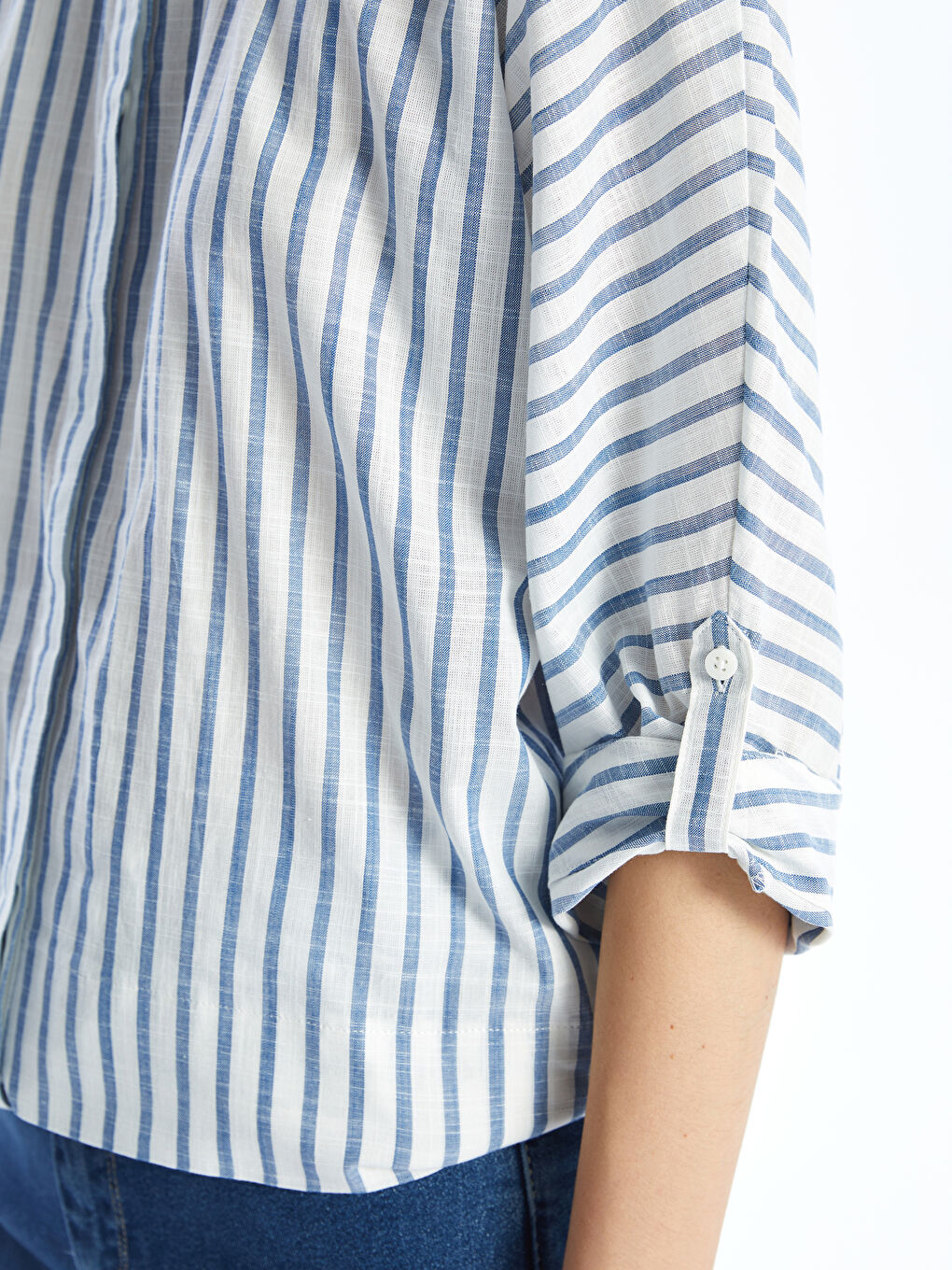 Loose Fit Striped Women's Shirt -S5DJ42Z8-LEN
