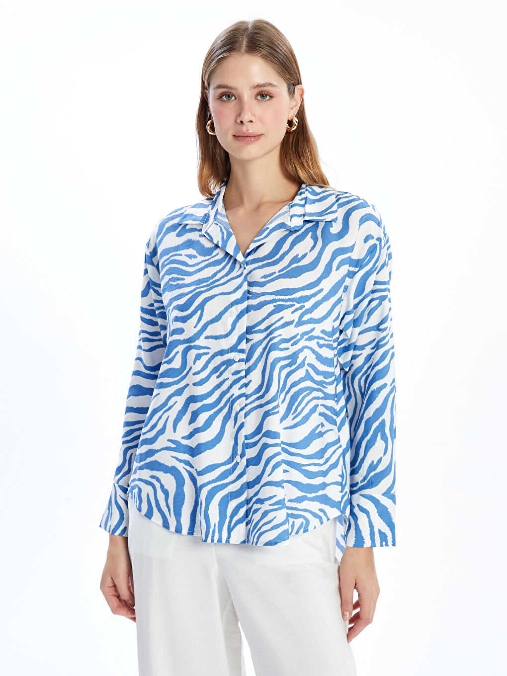 Loose Fit Patterned Women's Shirt -S5DJ43Z8-LQQ