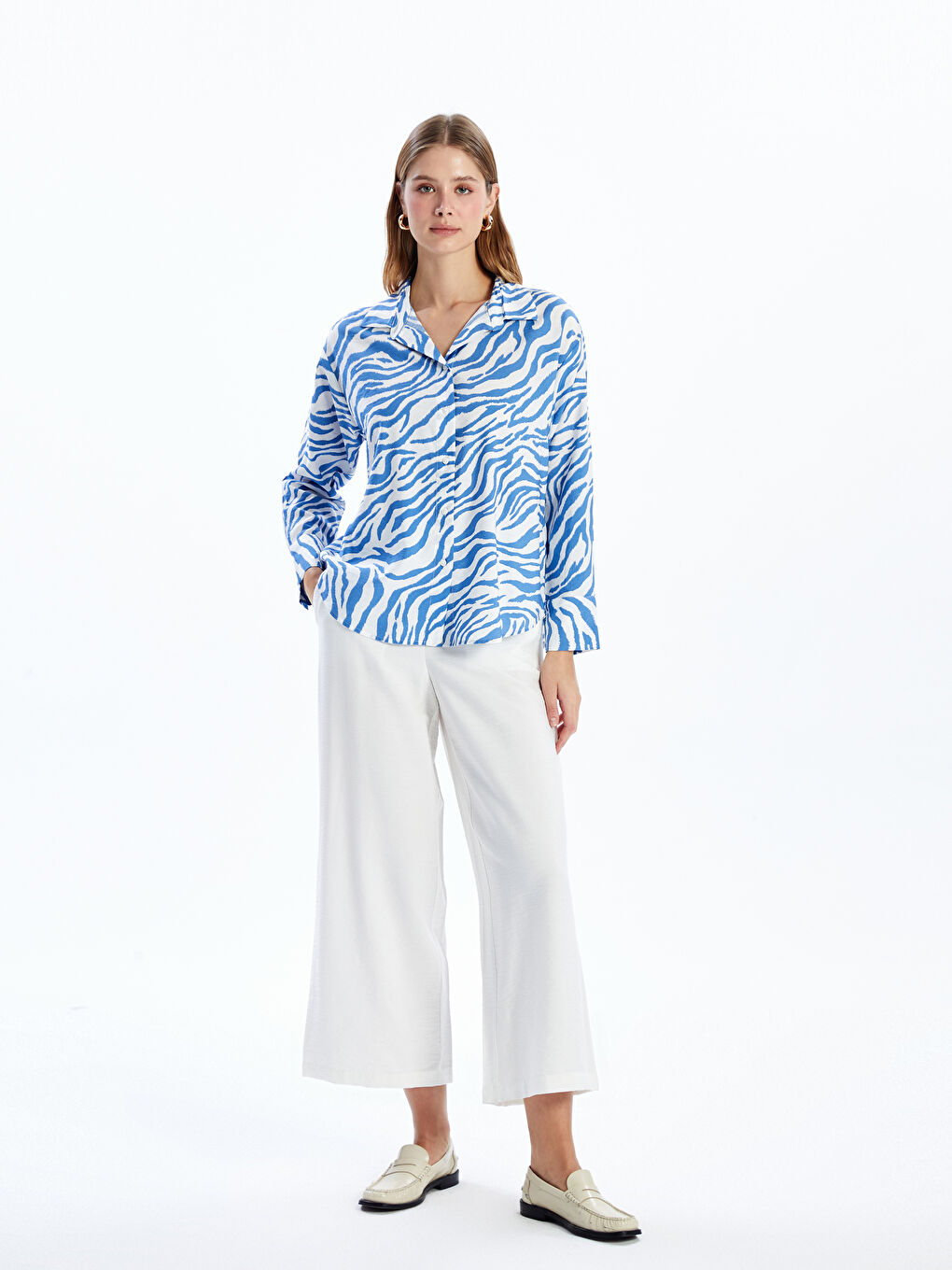 Loose Fit Patterned Women's Shirt -S5DJ43Z8-LQQ