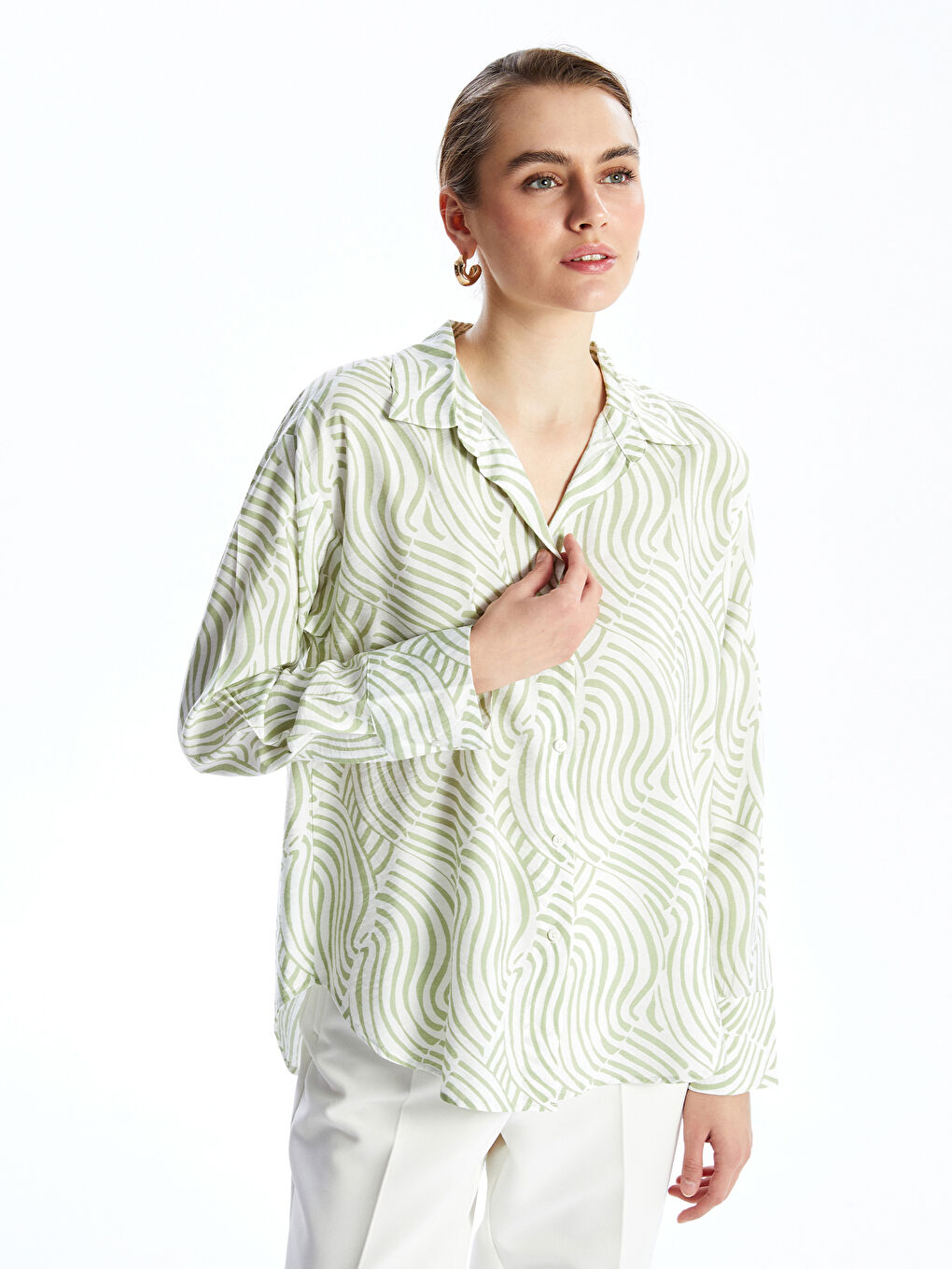 Loose Fit Patterned Women's Shirt -S5DJ43Z8-LRR