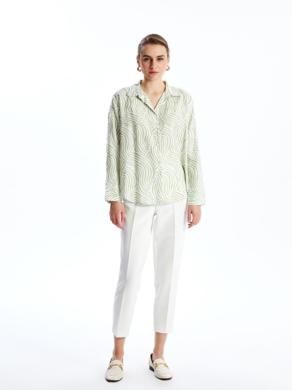 Loose Fit Patterned Women's Shirt -S5DJ43Z8-LRR