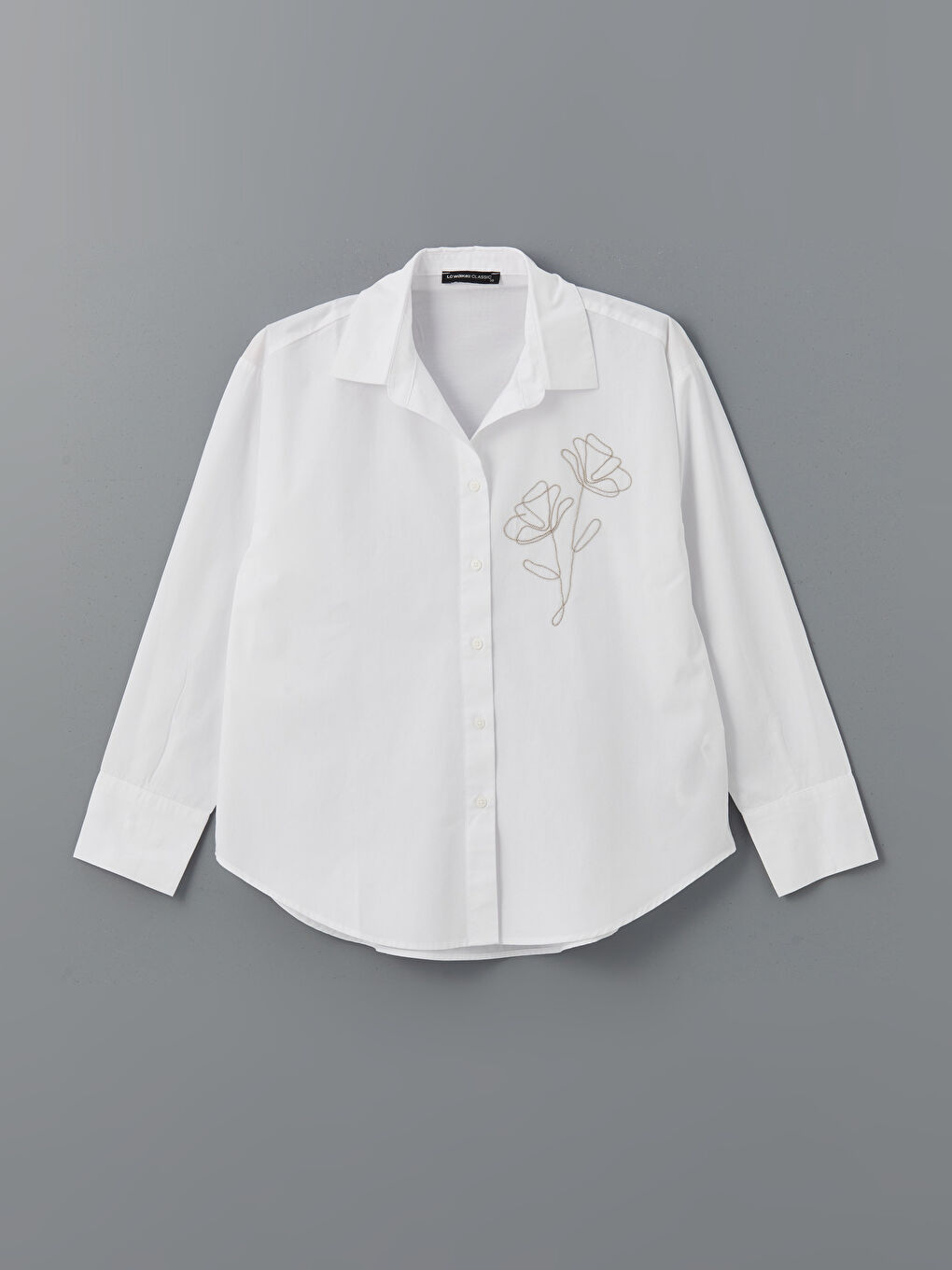 Loose Fit Poplin Floral Embroidered Women's Shirt -S5DJ44Z8-EEW