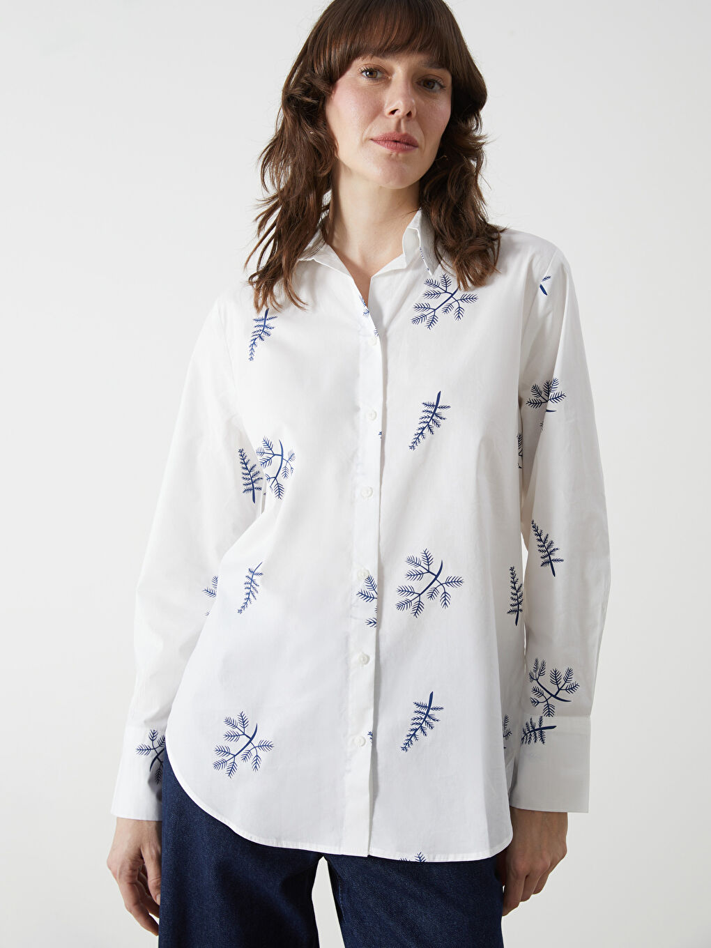Floral Poplin Women's Shirt -S5DJ46Z8-LU7