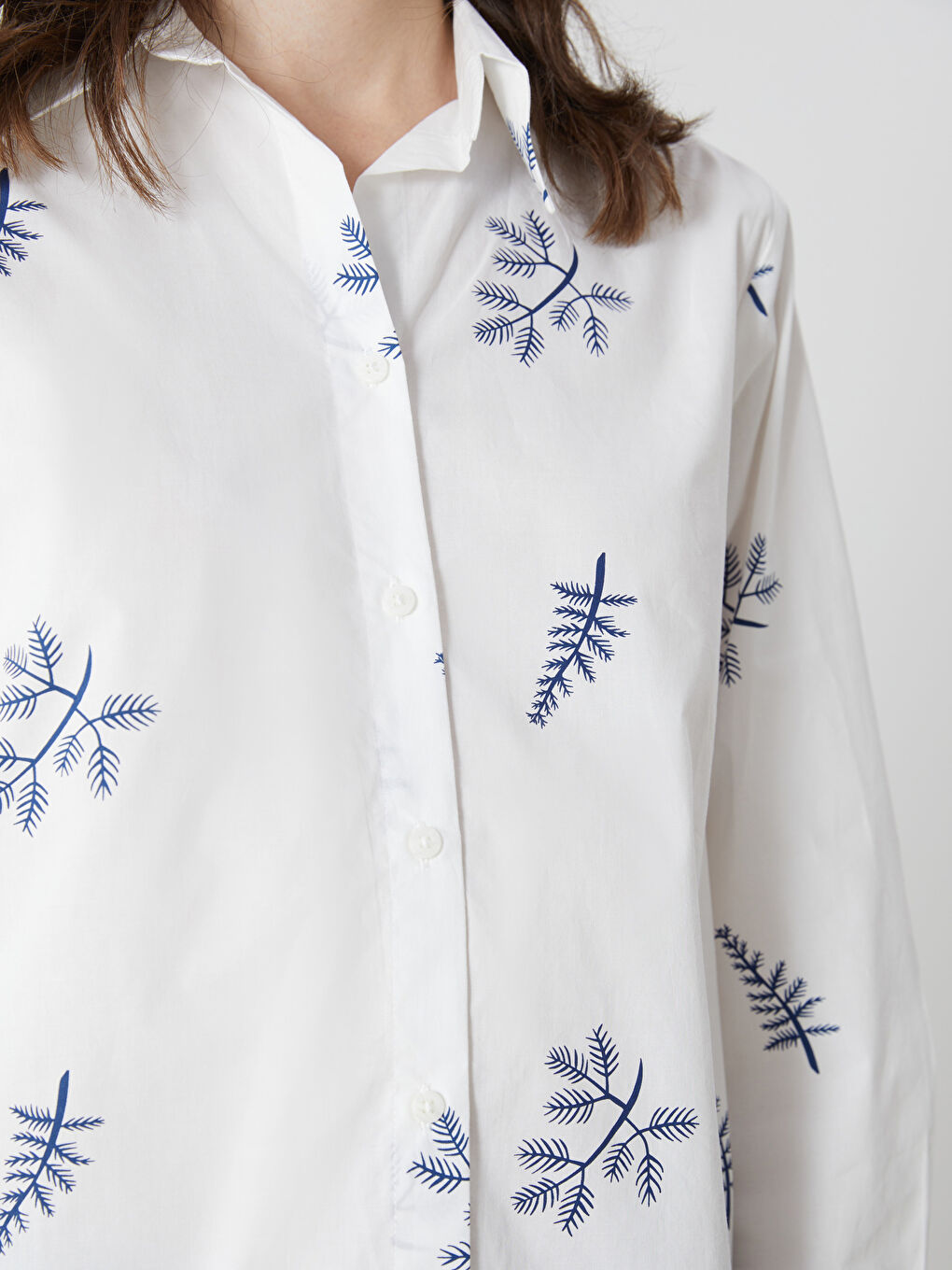 Floral Poplin Women's Shirt -S5DJ46Z8-LU7
