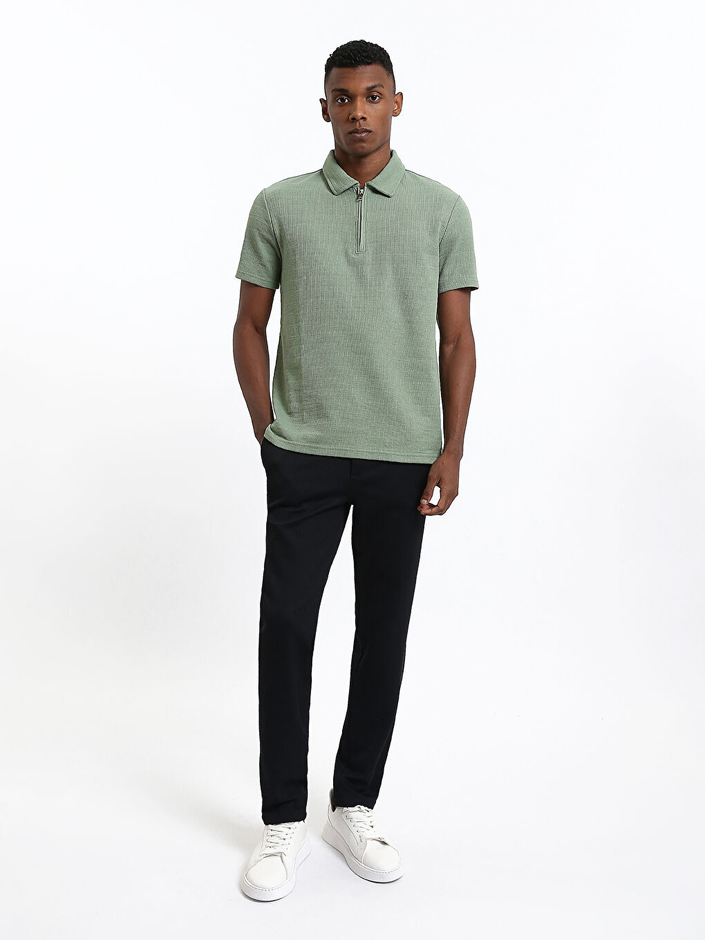 Polo Neck Short Sleeve Men's T-Shirt-1