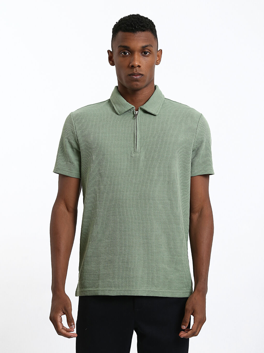 Polo Neck Short Sleeve Men's T-Shirt-3