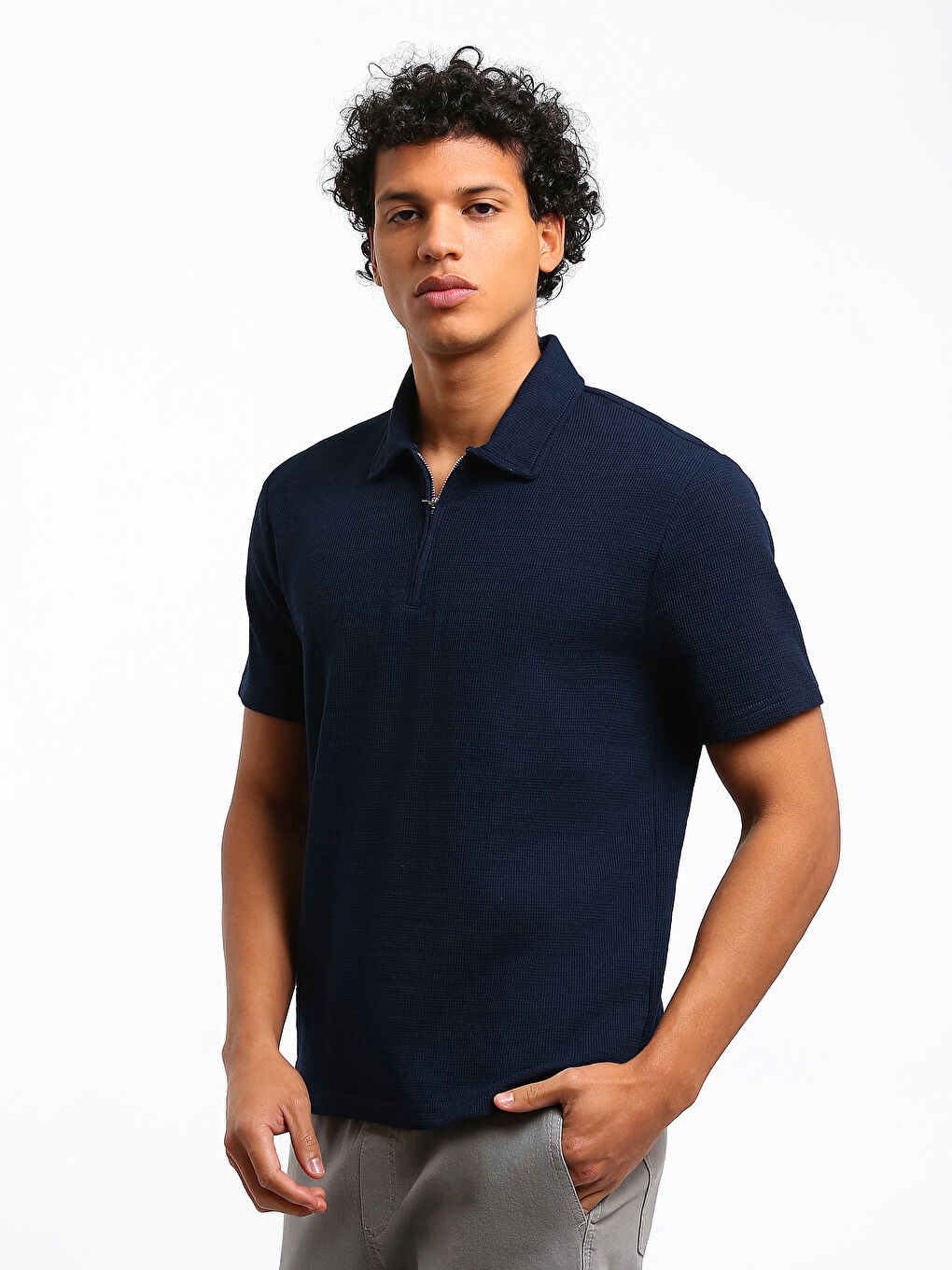 Polo Neck Short Sleeve Men's T-Shirt-3