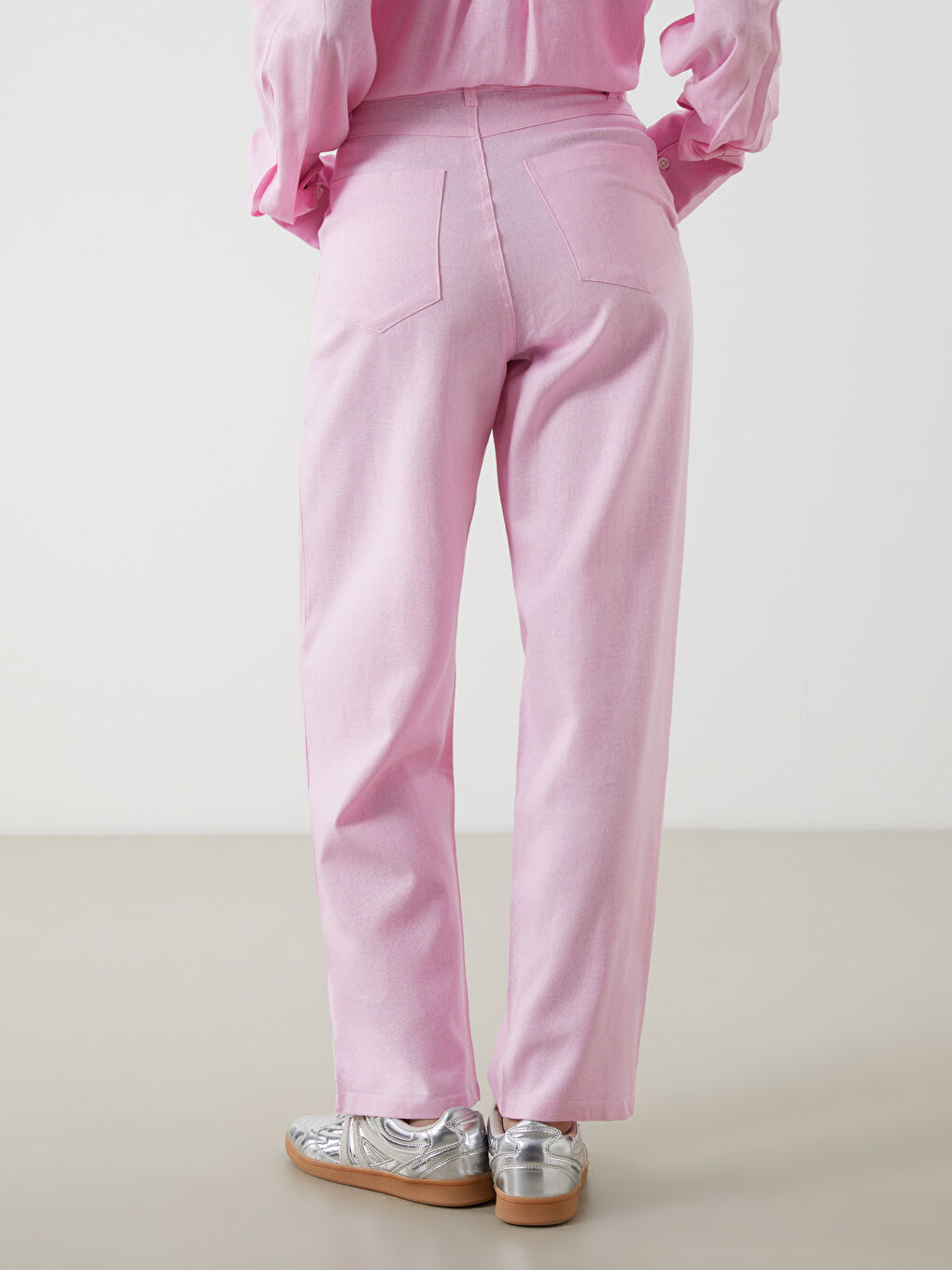Široke pantalone za žene od mešavine lana -S5DK02Z8-CVR