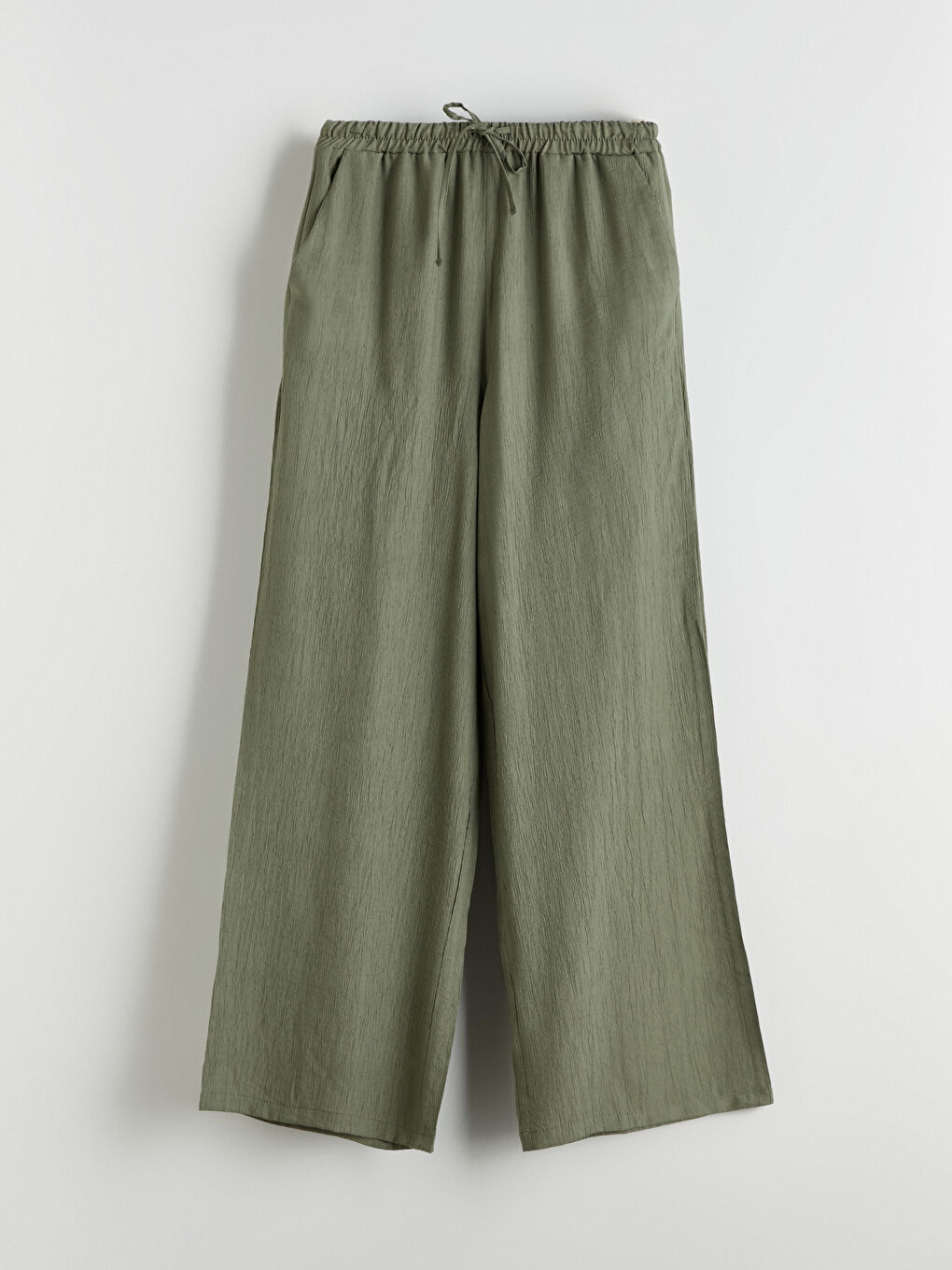 Teksturisane pantalone za žene sa elastičnim strukom -S5DK03Z8-CTY