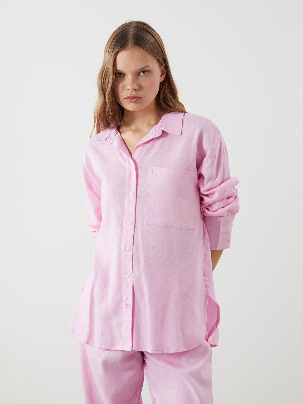 Linen Blend Women's Shirt -S5DK04Z8-CVR