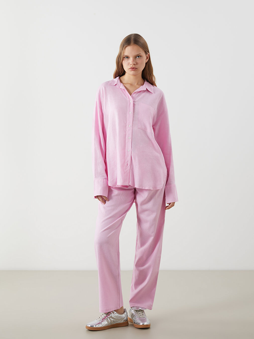 Linen Blend Women's Shirt -S5DK04Z8-CVR