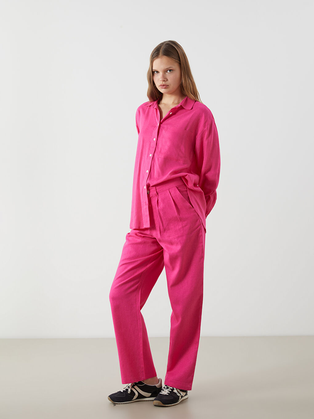 Linen Blend Women's Shirt -S5DK04Z8-DTZ