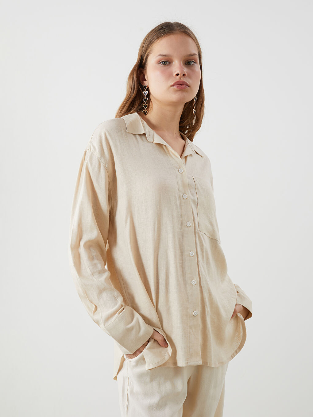 Linen Blend Women's Shirt -S5DK04Z8-VHM