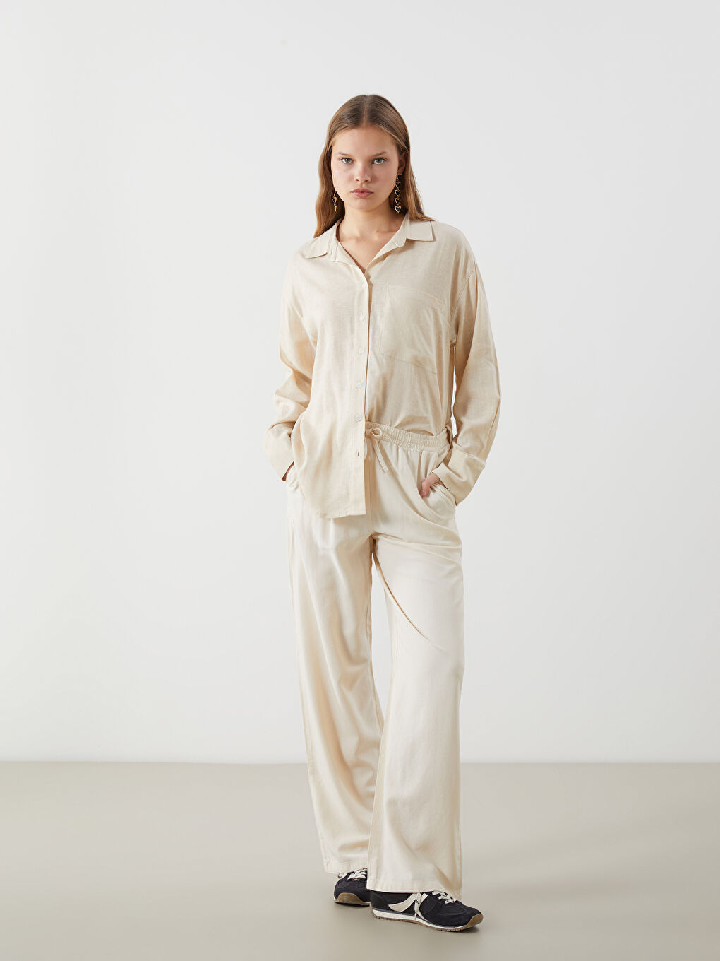 Linen Blend Women's Shirt -S5DK04Z8-VHM