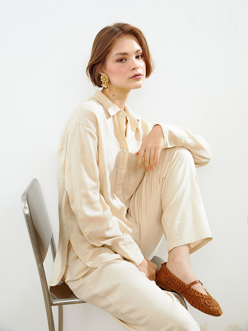 Linen Blend Women's Shirt -S5DK04Z8-VHM