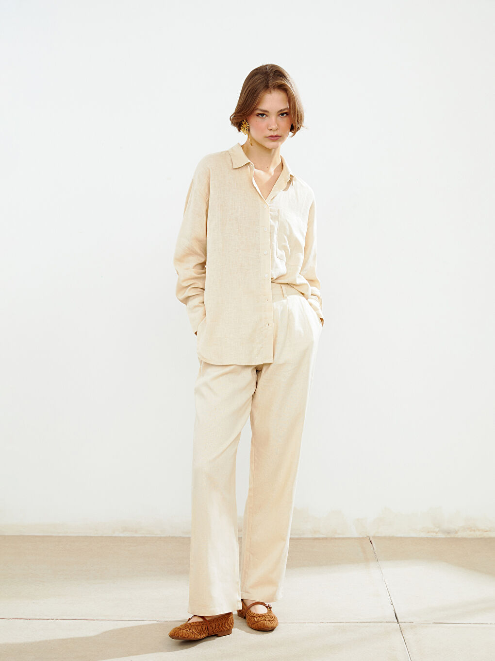Linen Blend Women's Shirt -S5DK04Z8-VHM