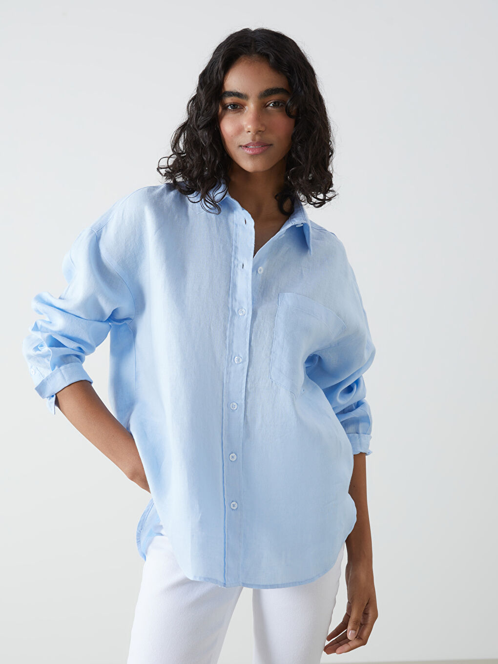 Oversize Linen Women's Shirt -S5DK06Z8-CSV