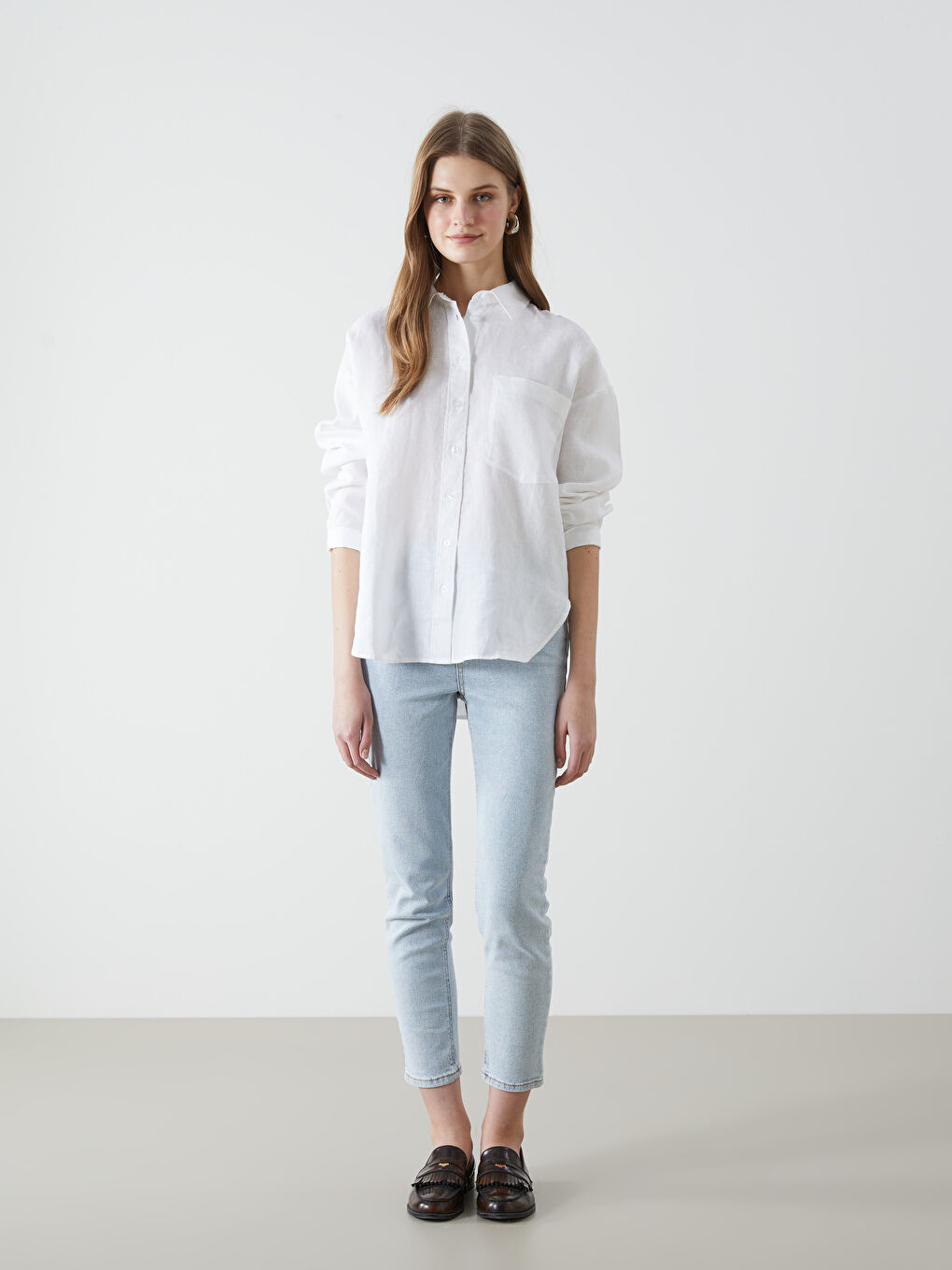 Oversize Linen Women's Shirt -S5DK06Z8-Q6K