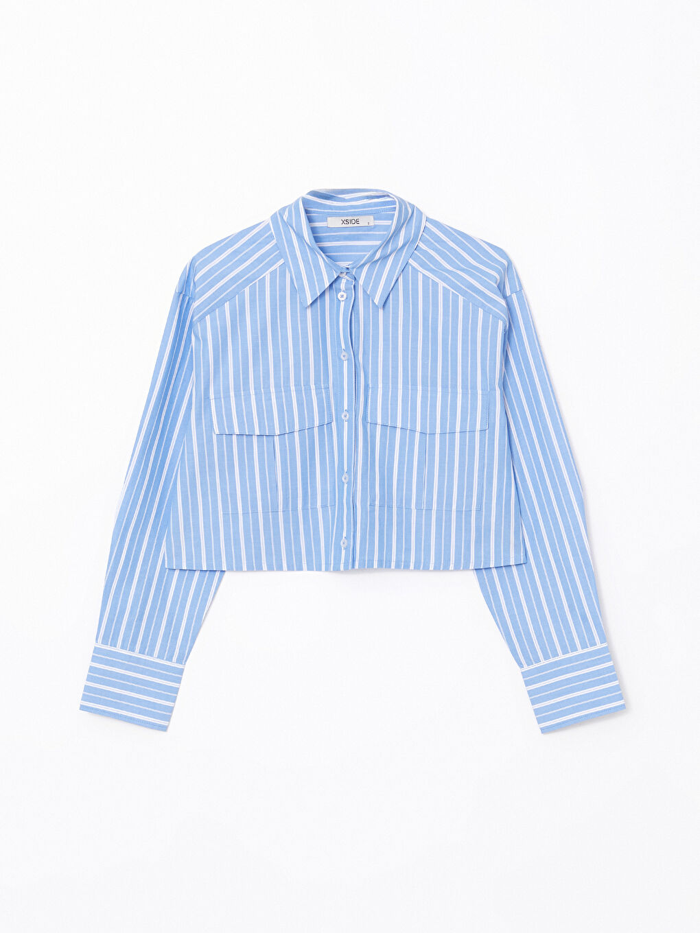 Striped Poplin Crop Women's Shirt -S5DK26Z8-LEN