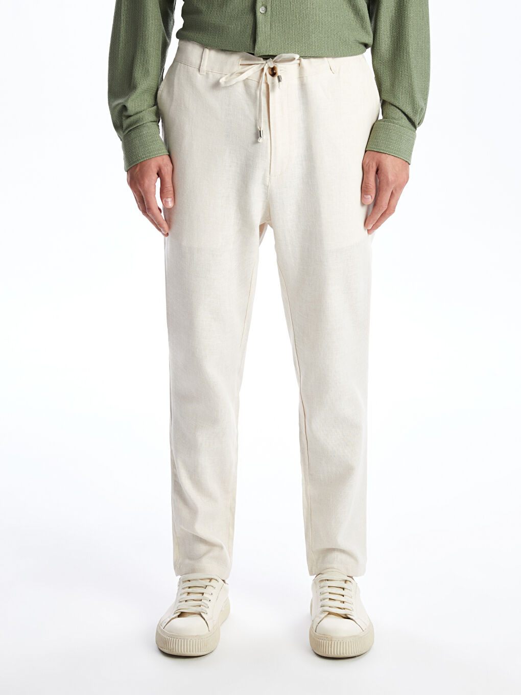 Slim Fit Linen Blend Men's Trousers-1